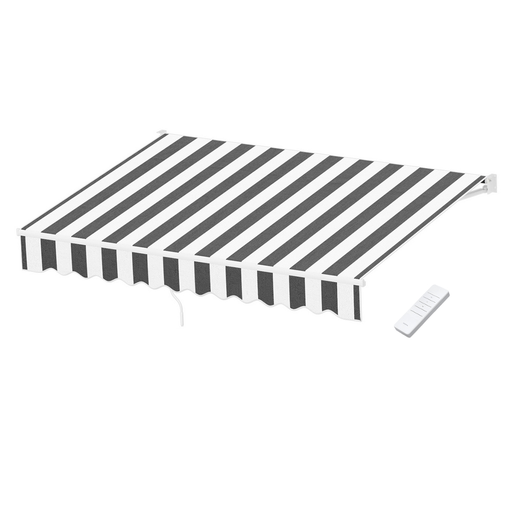 AWN-B-ARM-REMOTE-25X20-GRWH-202509081236-00 Instahut Retractable Folding Arm Awning Motorised Sunshade 2.5Mx2M Grey White - Image 1