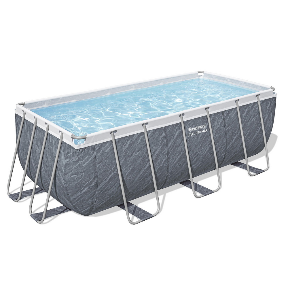 BW-POOL-SQ-412-56728-202507181434-00 Bestway Swimming Pool 412x201x122cm Steel Frame Pool Set w/Pump Ladder - Image 1