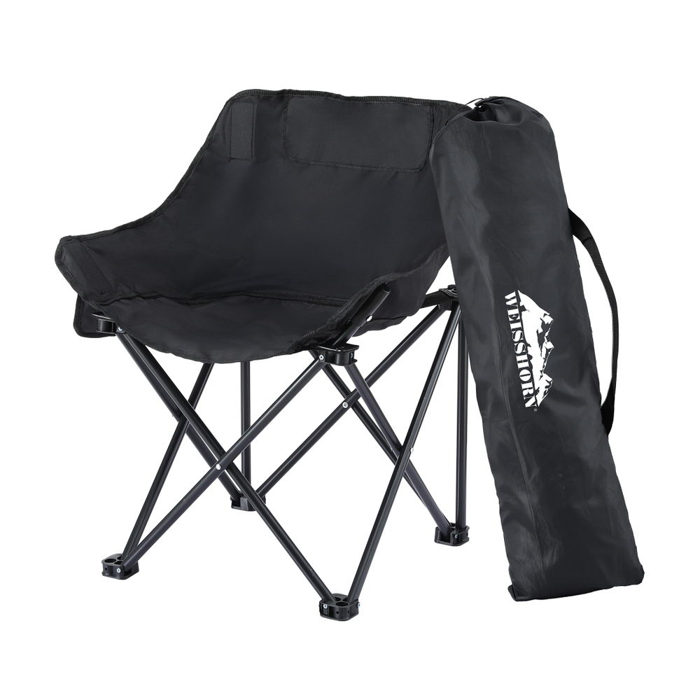CAMP-D-C-MOON-S-BK-202509191316-00 Weisshorn Folding Camping Moon Chair Portable Seat Weight Capacity 120KG Black - Image 1