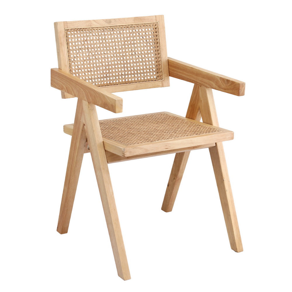 DINC-L-RAT-WD-202508221302-00 Artiss 1x Dining Chair Wooden Rattan Seat Rubber Wood Frame - Image 1