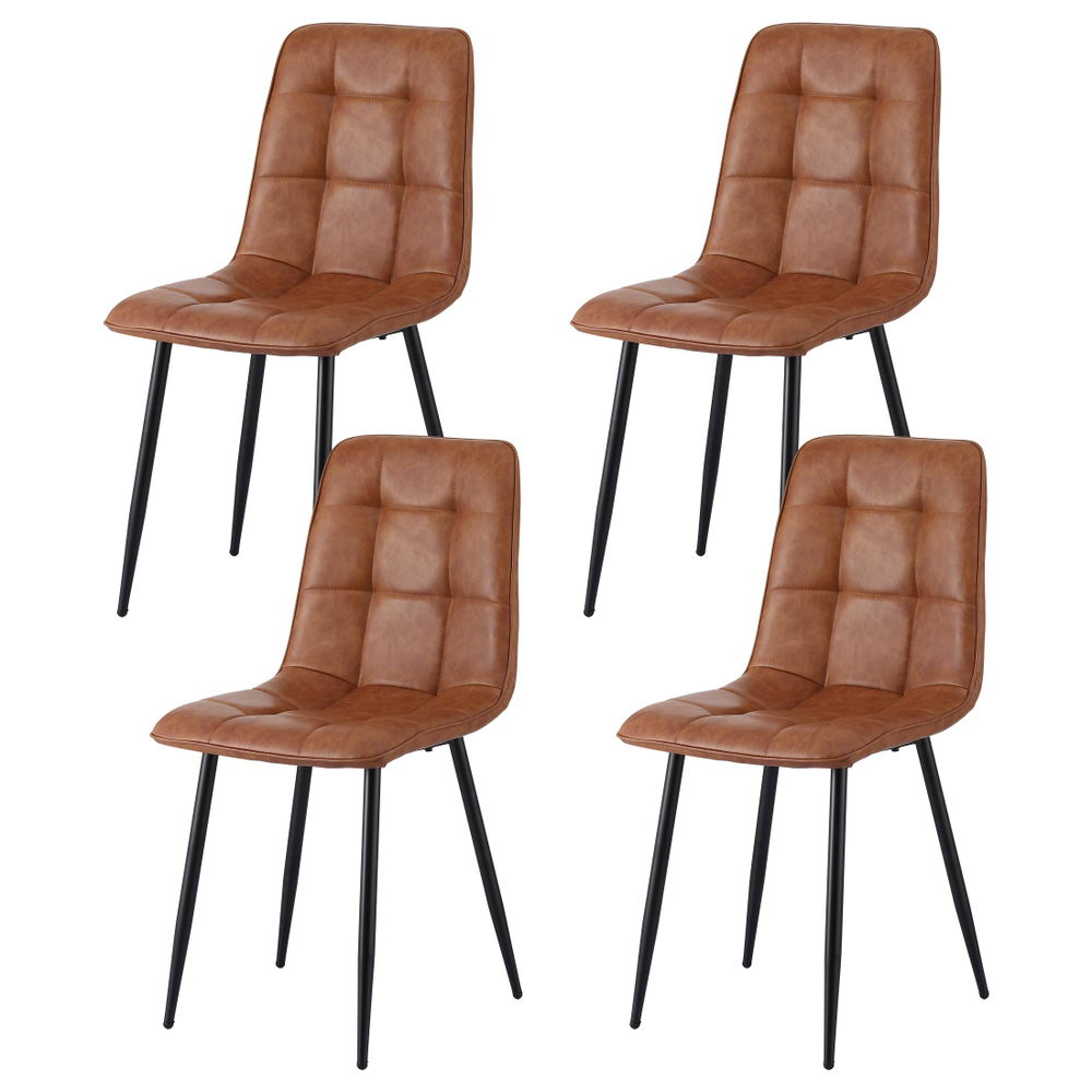 DINC-MO-BC002-BRX4-202509022210-00 Artiss 4x Dining Chairs Retro PU Leather Kitchen Lounge Cafe Accent Chair Brown - Image 1