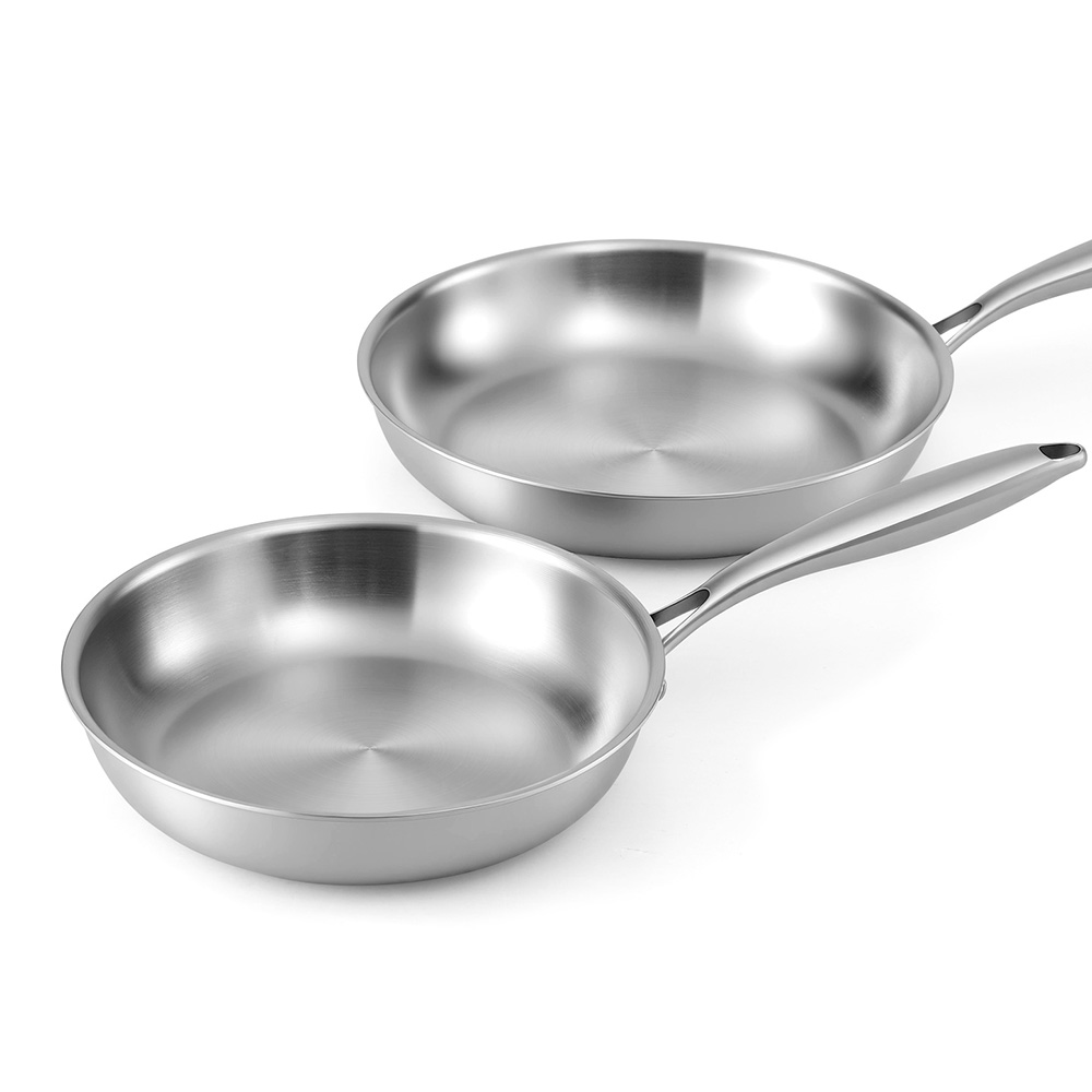 FP-2SET-SI-202509091516-00 5-star Chef Frying Pan Stainless Steel Uncoated Twin Frypan Set 25/30cm Silver - Image 1