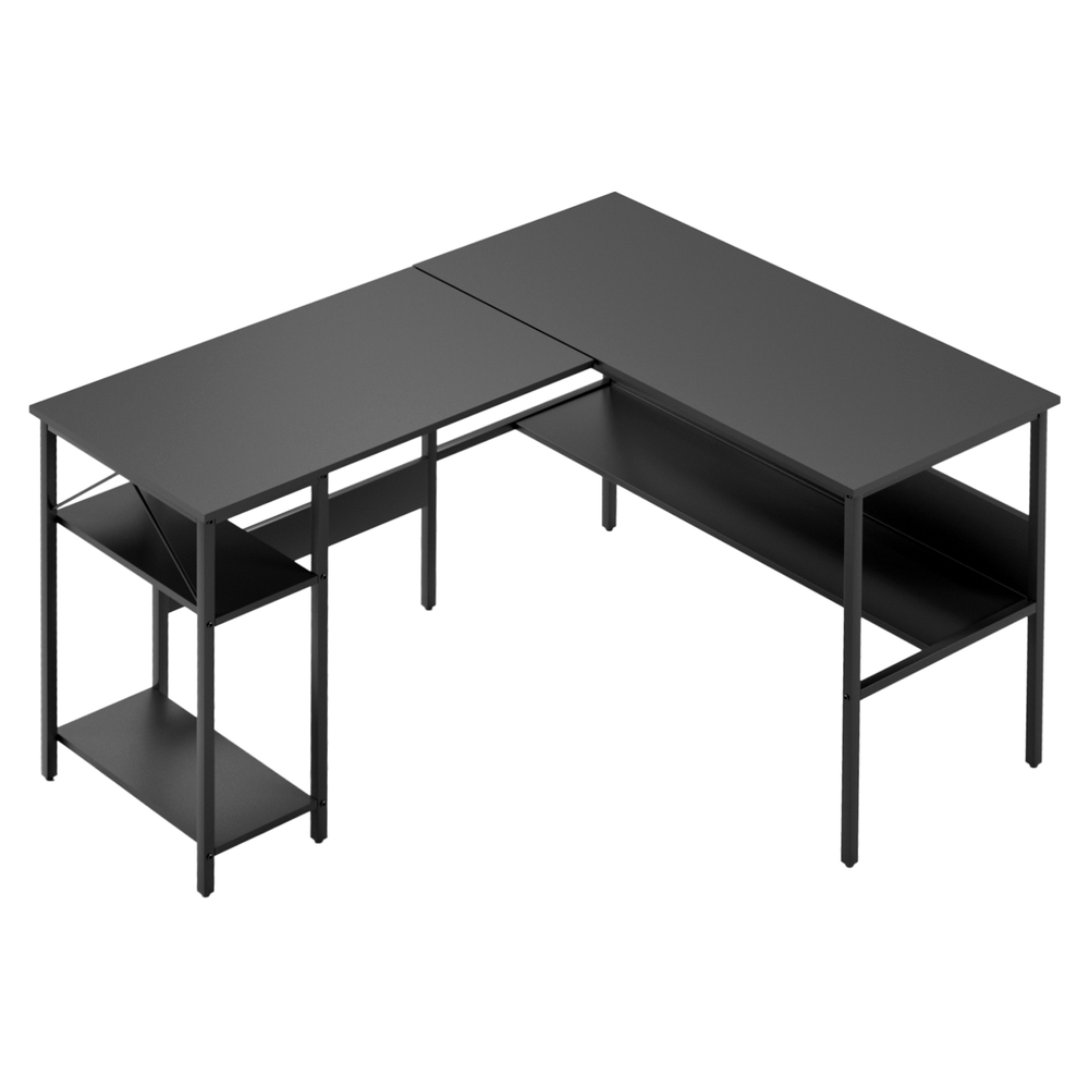 FUR-U-CD-MET130-BK-202508271803-00 Artiss Computer Desk L shape Home Office Study Table Desks Open Shelf Black - Image 1