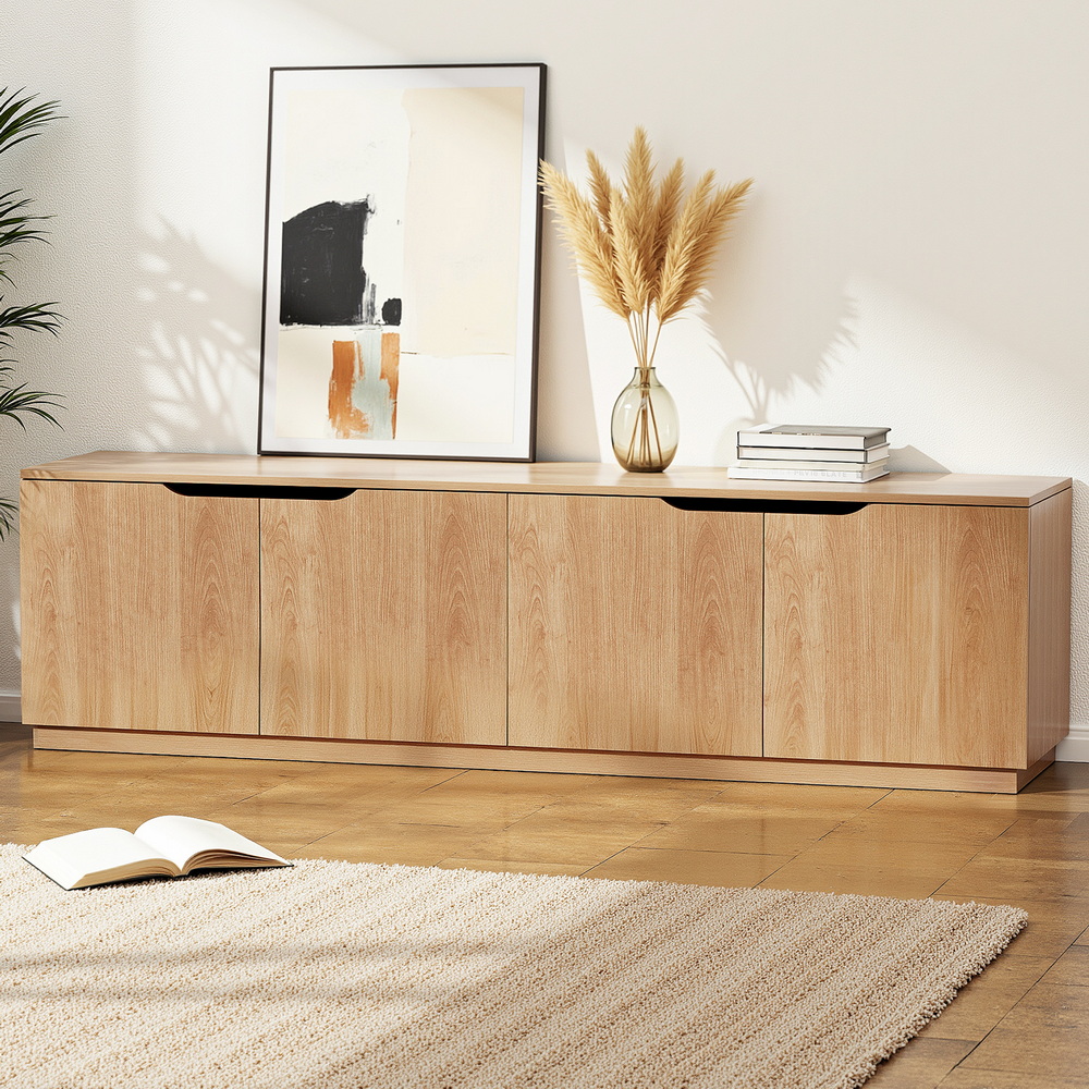 FUR-U-CT04-TV180-WD-AB-202509181810-00 Artiss TV Unit Entertainment Unit Storage Cabinet 180cm Pine - Image 1