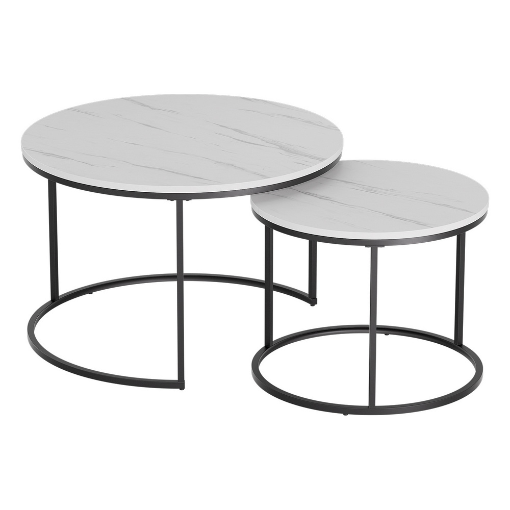 FUR-V-COF-01-MBWH-202508191555-00 Artiss Nesting Coffee Table Set of 2 Marble Effect - Image 1
