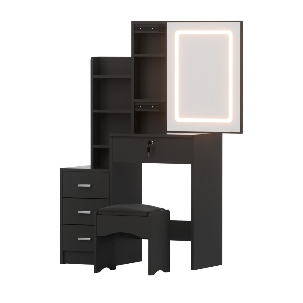 FUR-V-DRESS05-LED-BK-AB-202507101416-00 Artiss Dressing Table Vanity Desk Set Stool Led Black - Image 1