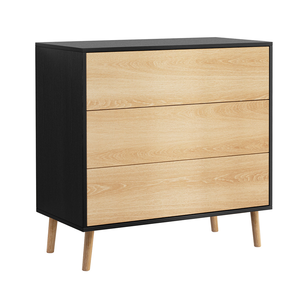FUR-Z-CDR-02-WDBK-AB-202508141805-00 Artiss 3 Chest of Drawers Dresser Table Black&Pine - Image 1