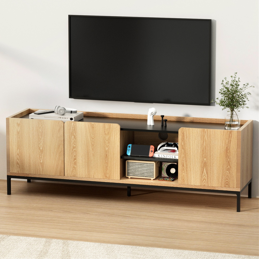 FUR-Z-CT01-TV160-WD-AB-202508051112-07 Artiss TV Unit Entertainment Unit Storage Cabinet Shelf 160cm Pine - Image 1