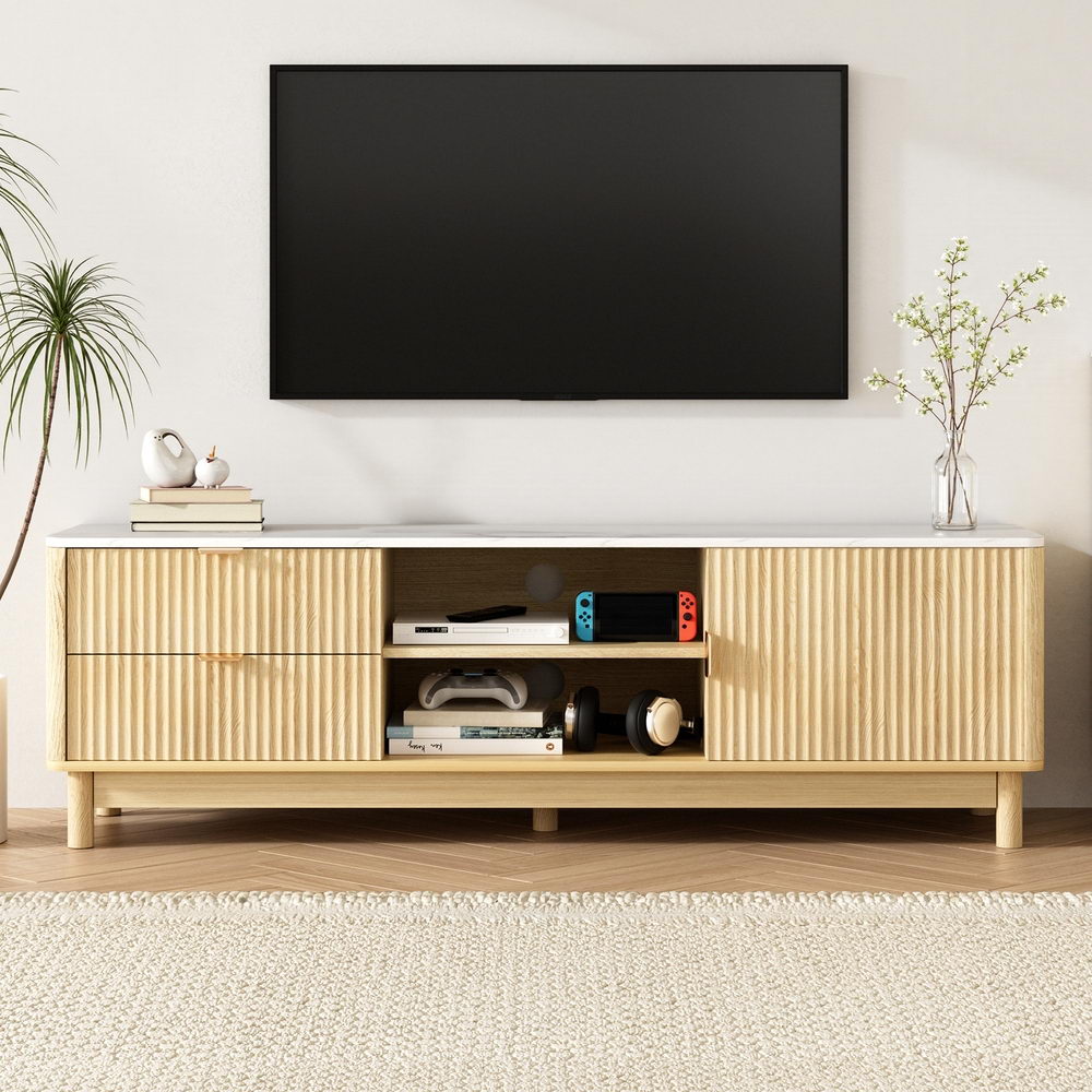 FUR-Z-TV150-WHWD-AB-202508051112-07 Artiss TV Unit Entertainment Unit Storage Drawer Shelf 150cm Pine - Image 1