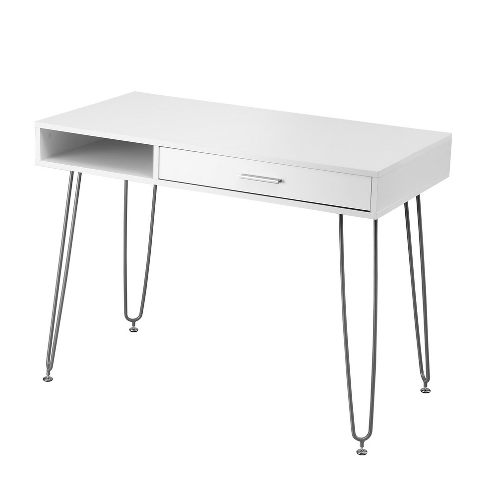 FURNI-C-DESK-MET-100WH-202509042108-00 Artiss Computer Desk Drawer Cabinet Home Office Desks Workstation 100cm White - Image 1