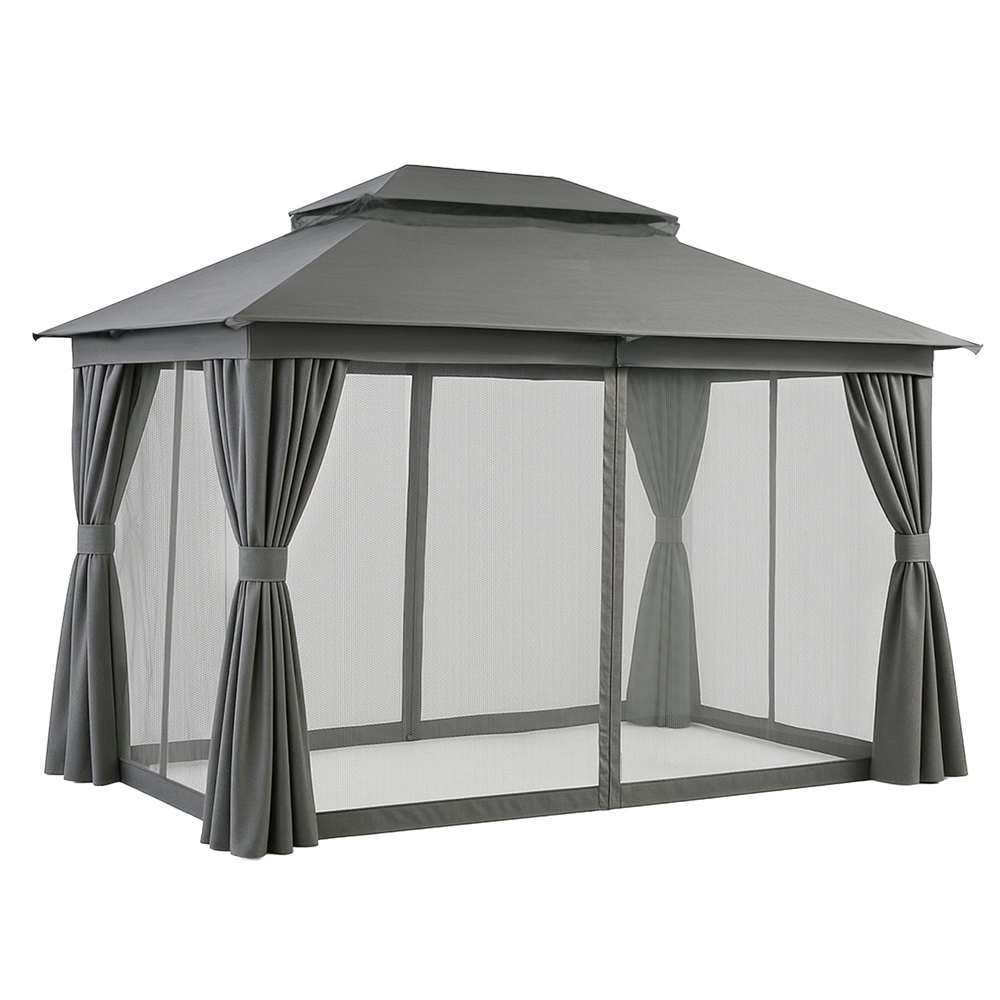 GAZEBO-IR-MC-3X4-GY-202508261134-00 Instahut Gazebo 3x4m Canopy Outdoor Steel Frame Patio Tent Curtains Marquee Grey - Image 1
