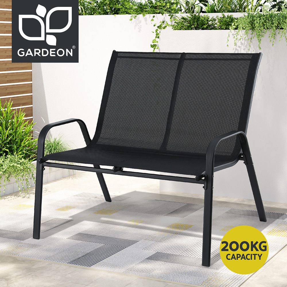 GB-STA-BENCH-BK-202507181432-00 Gardeon Garden Bench Seat Steel Outdoor Patio Park Lounge Backyard Chair Black - Image 1