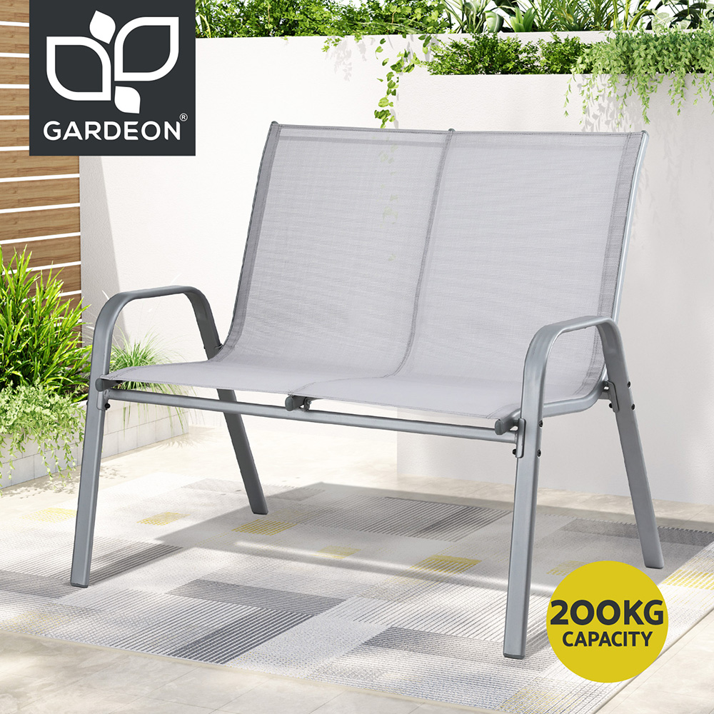 GB-STA-BENCH-GE-202507181434-00 Gardeon Garden Bench Seat Steel Outdoor Patio Park Lounge Backyard Chair Grey - Image 1