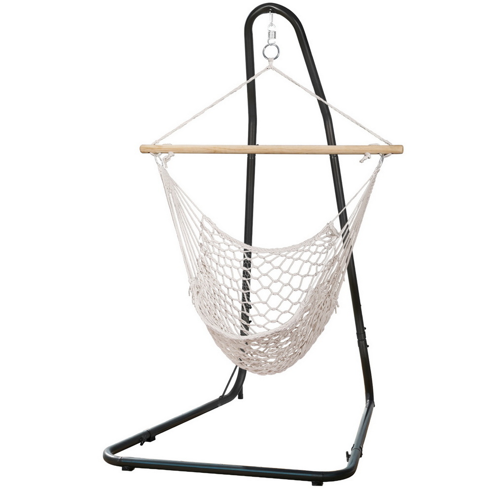HM-CHAIR-MES-CREAM-A-202508051814-00 Gardeon Hammock Hanging Chair with Heavy Duty Steel Stand - Image 1