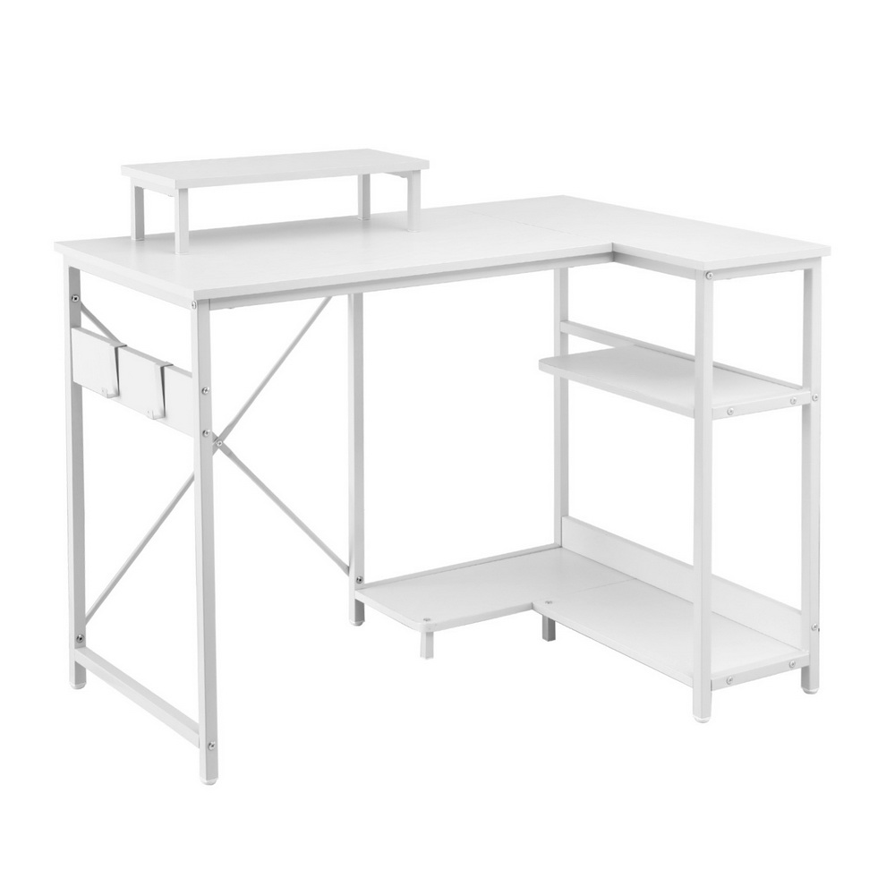 MET-DESK-24224-100-WH-202507101418-00 Artiss Computer Desk L-Shape Home Office Study Table Open Shelves White 100CM - Image 1