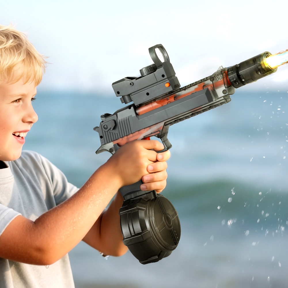 PLAY-EWGUN-GE-202509111914-00 Keezi Kids Adult Electric Water Gun 500ml Water Tank Light Squirt Guns Toys Grey - Image 1