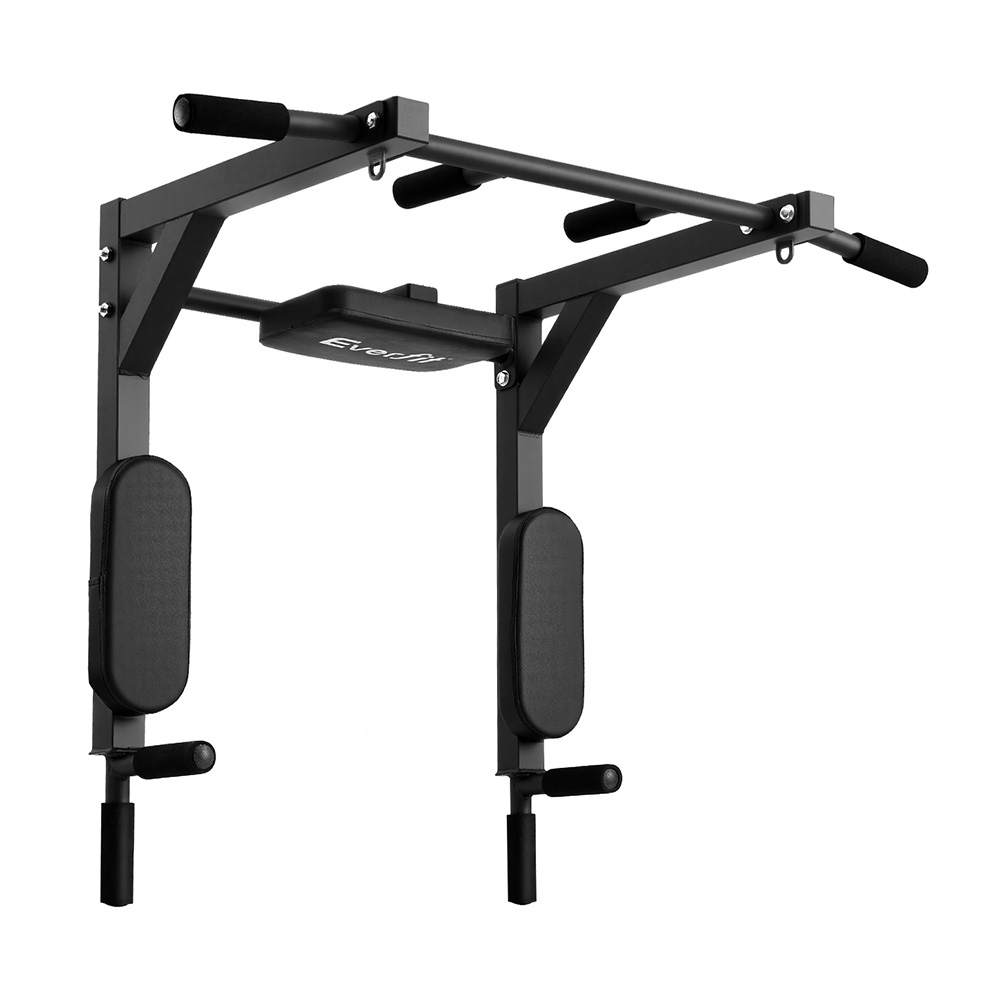 PUB-A-6007-BK-202509031812-00 Everfit Pull Up Bar Dip Station Multi Gym 150kg Home Power Station Black Red - Image 1