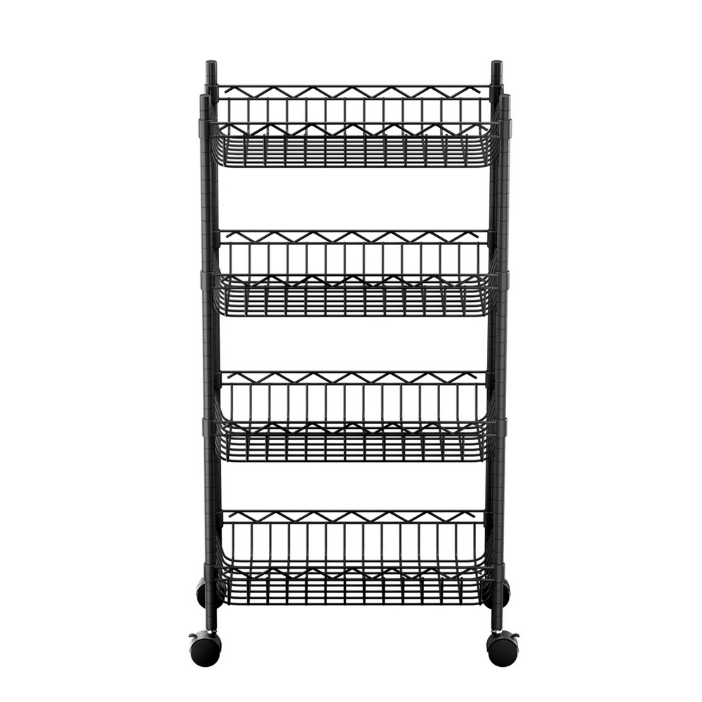 SU-45X90-ROLL-BK-202509221701-00 Artiss 4-Tier Shelving Unit Adjustable Garage Storage Kitchen Rack With Wheels - Image 1