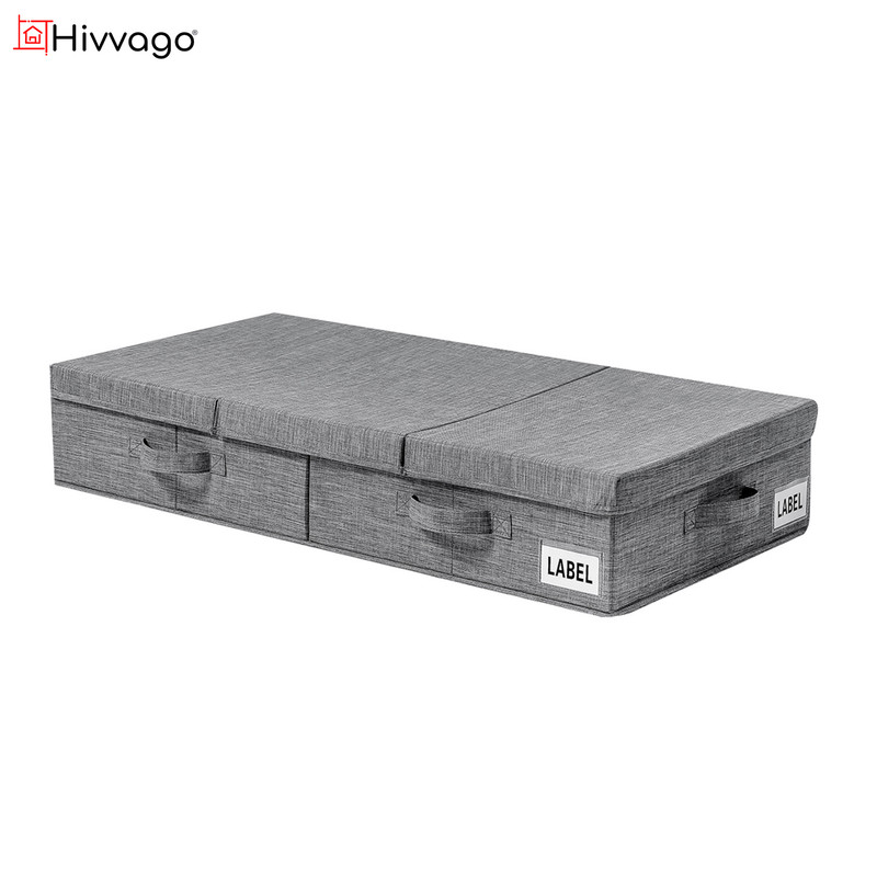 V1003-HW-SBS044-GY-202507301011-00 Hivvago Underbed Storage Container – Foldable Box with Lids & Label Pocket - Image 1
