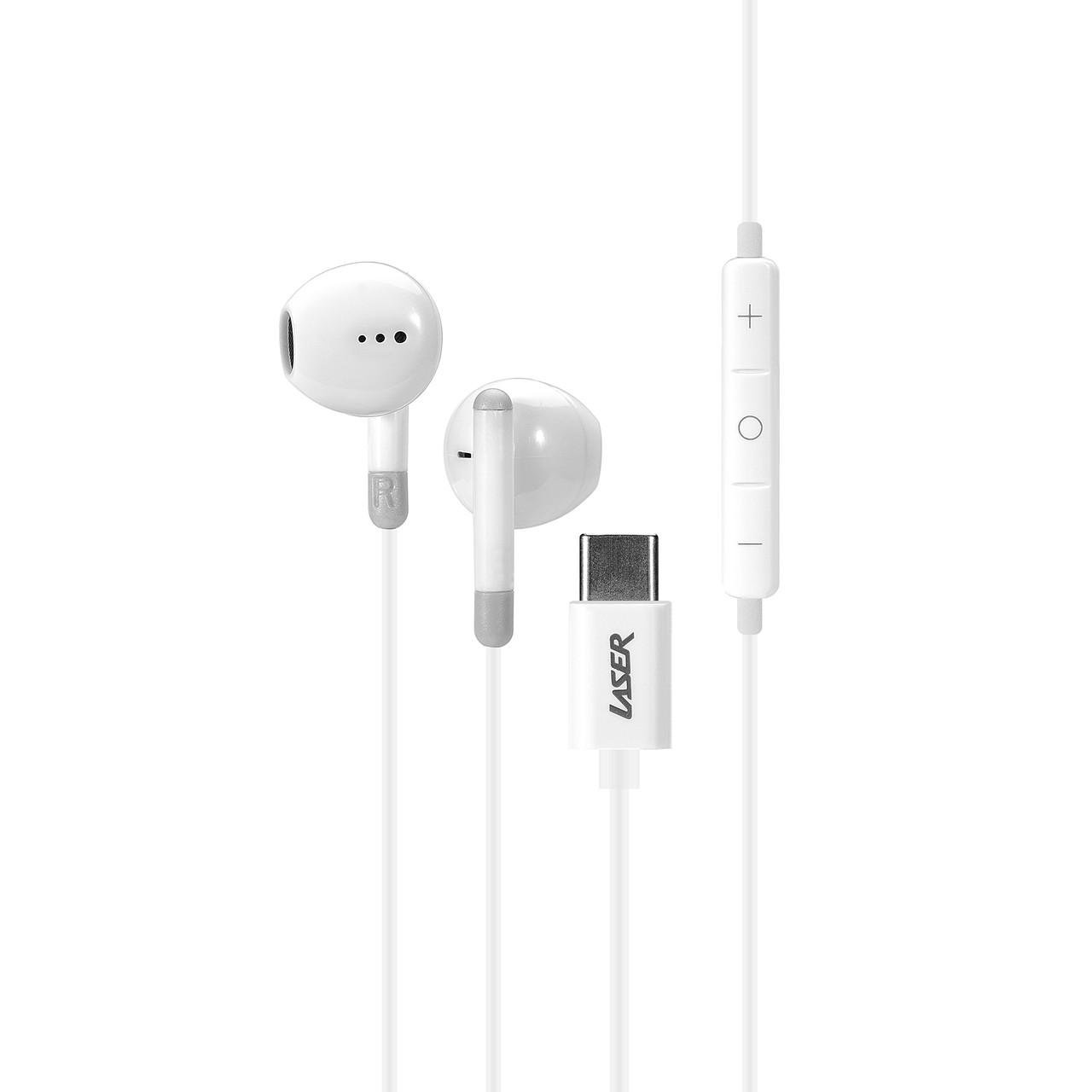 V1031-AO-USBCM-WHT-202508191653-00 Laser Wired USB-C Earphones with Mic White - Image 1