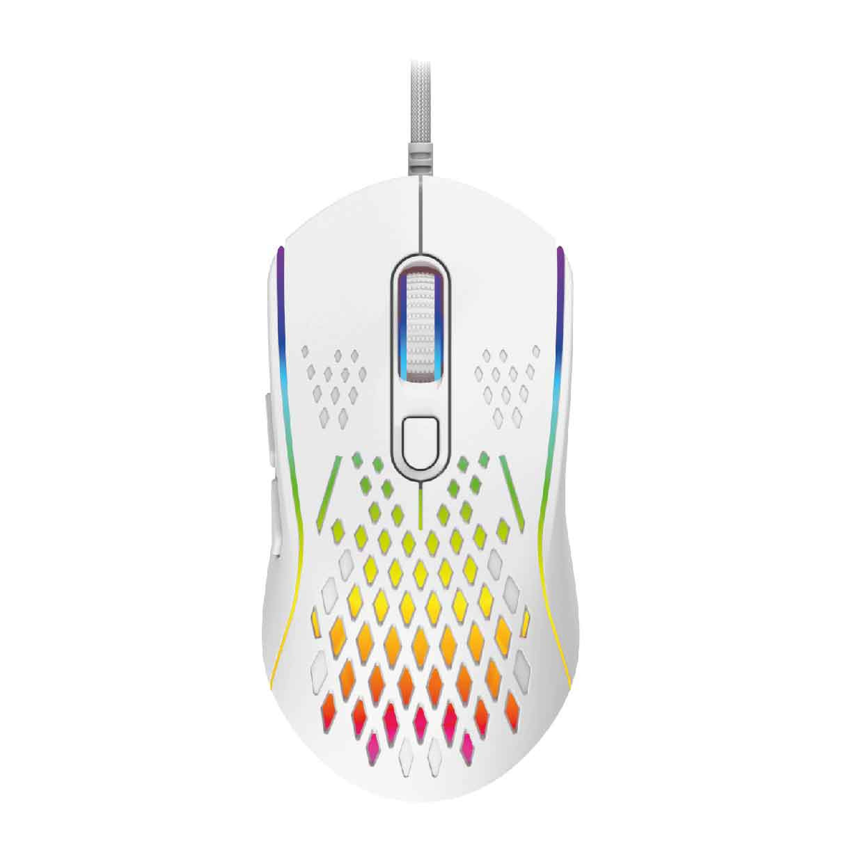 V1031-MSE-M1210-WH-202507221420-00 Laser RGB Lightweight Gaming Mouse White - Image 1