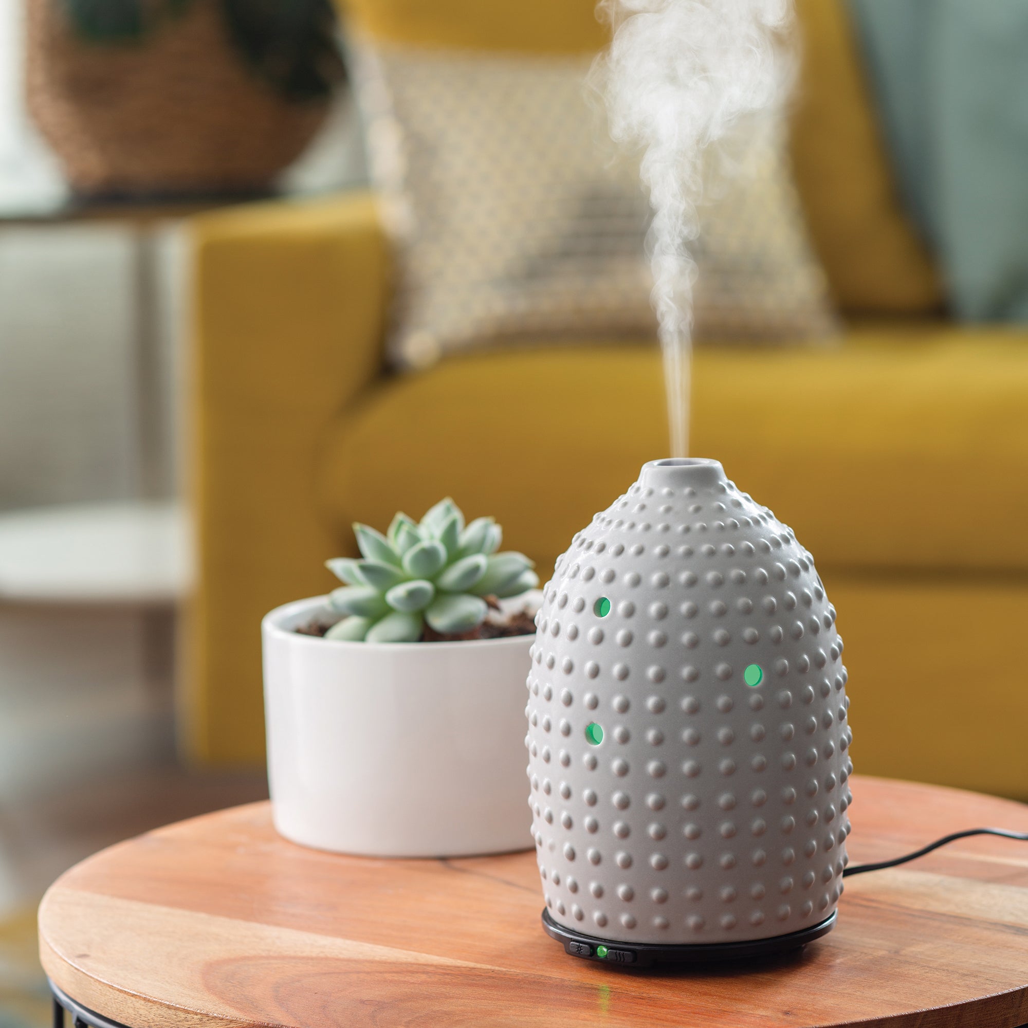V1049-SDGHB-202508141720-00 Gray Hobnail Ultrasonic Aroma Diffuser - Image 1