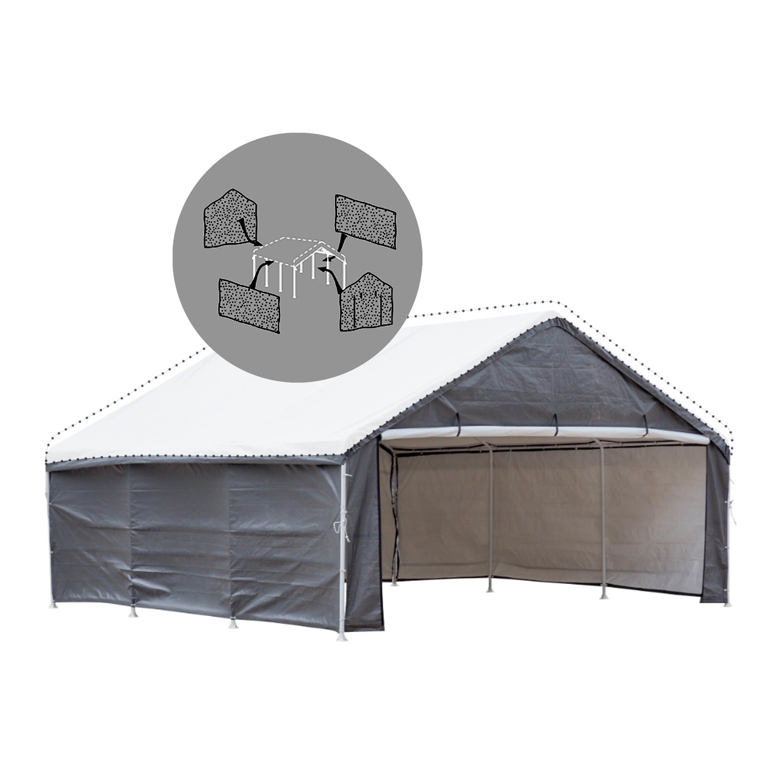 V1060-PGD1368WALL-202508141930-00 Samland Enclosure Kit (Side Wall Accessory Only) for Portable Double Carport Canopy 18x20FT - Image 1