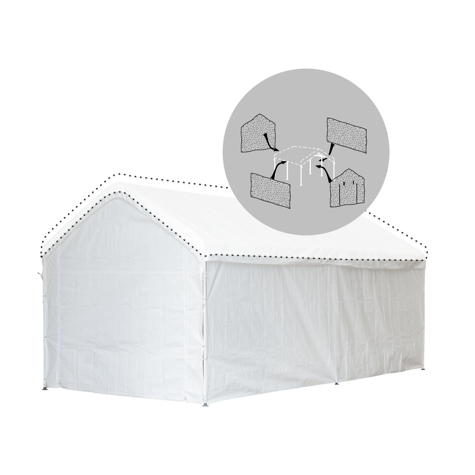 V1060-PGS1107WALL-202508141940-00 Samland Carport Wall for 10x20 ft Garage Shelter Canopy (PGS1107WALL) - White Wall Accessory Only - Image 1