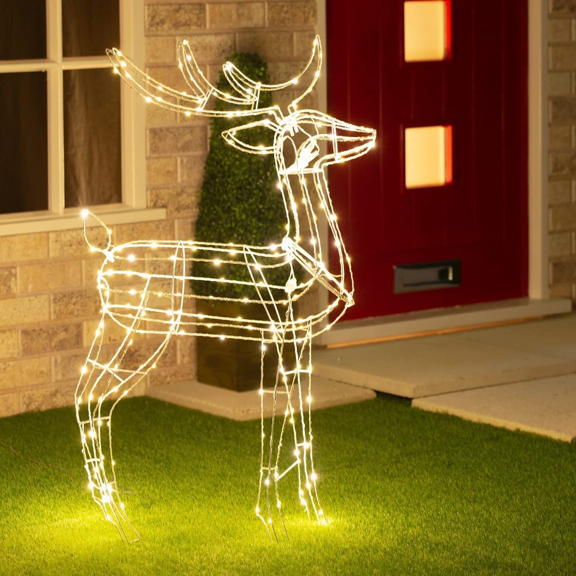 V1060-SR250WW-202508141935-00 Samland Led Warm White Copper Wired 3d Standing Reindeer For Christmas Decoration - Image 1