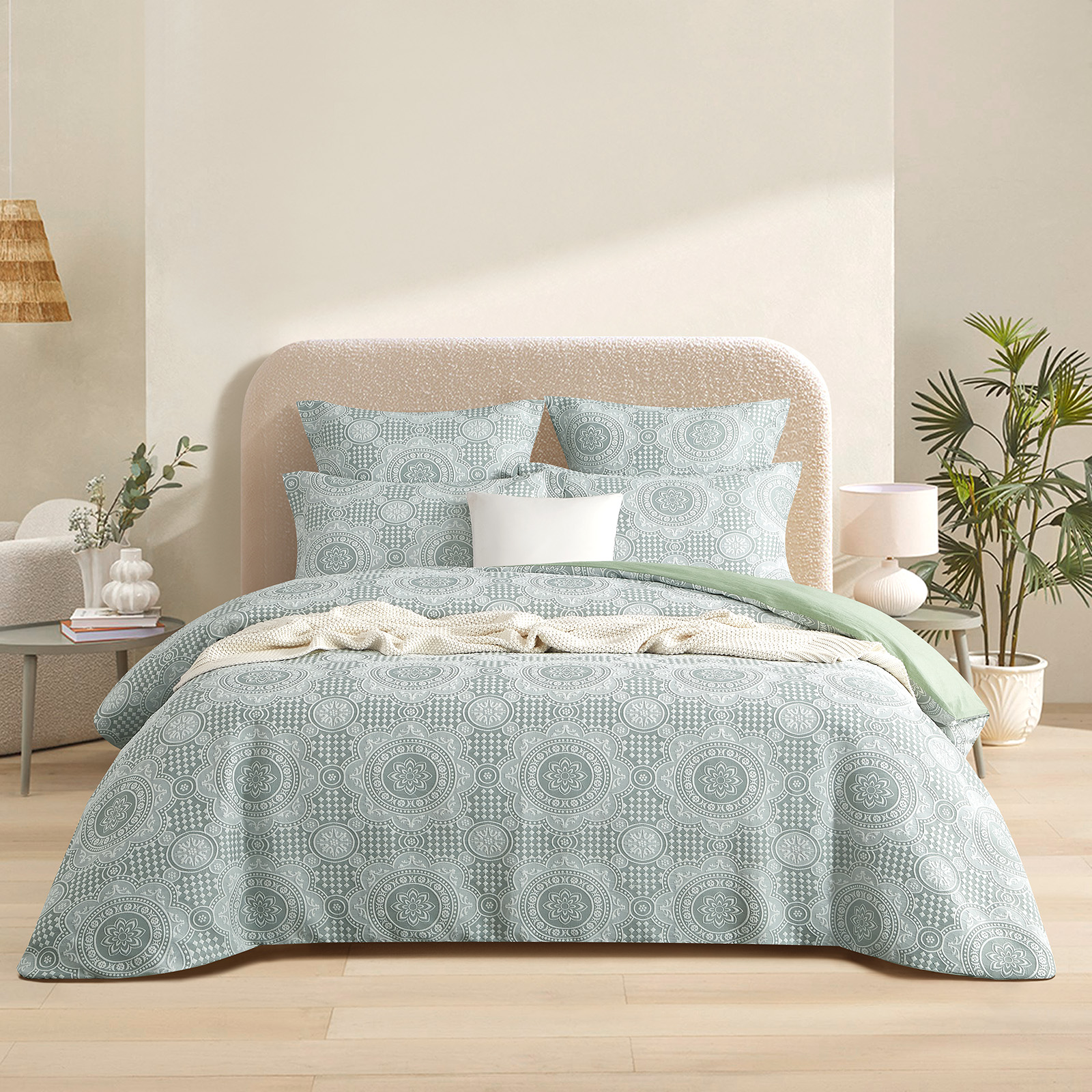 V107-SH331210-202507250946-00 Rizz Sage Jacquard Double Quilt Cover Set by Renee Taylor - Image 1