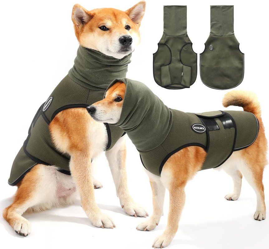 V1079-DOGJACKET001LG-202508251825-00 Dog Anxiety Vest and Coat, Vet Visits and Separation - Keep Pet Calm, Dog Jacket for Thunder, Fireworks, Anti Anxiety Vest for Dogs and Cat Body and Ear, Green, L - Image 1