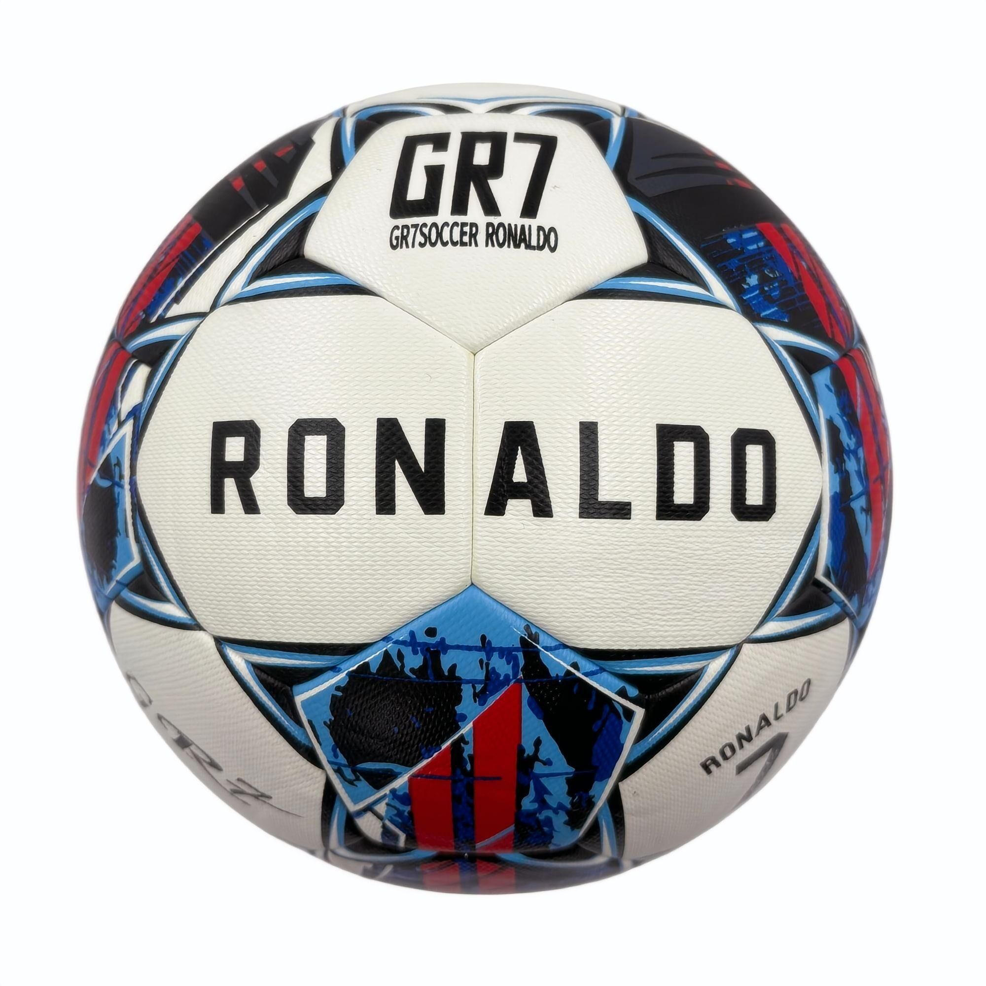V1102-HYZQ00C07-202509081433-00 A black, red and blue graffiti football, made of PU, containing a pump+air needle+net bag, a gift for Christmas Boxing Day,soccer - Image 1