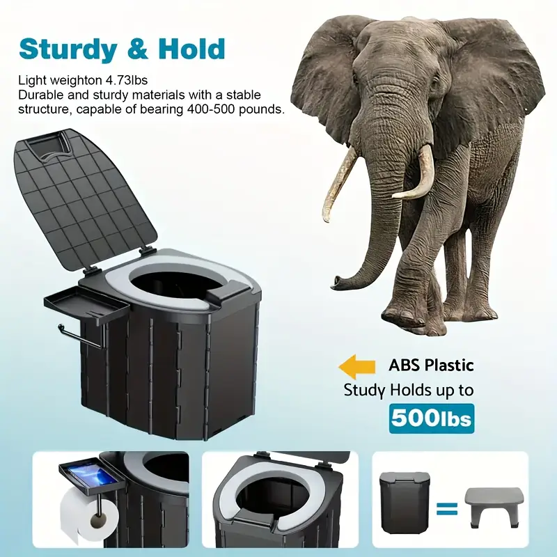 V1105-YACS-001-202509121449-00 Portable folding toilets with PU seat cushions and portable toilets with covers, suitable for RVS, cars, camping and hiking - Image 1