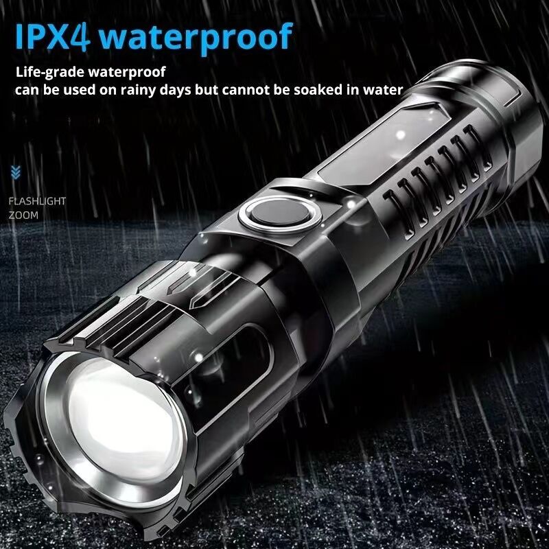 V1105-YASDT-001-202509121843-00 1 USB rechargeable flashlight, ultra-bright LED handheld outdoor emergency light, with telescopic zoom, wide beam, 1800mAh lithium battery, 150 lumens, suitable for camping, hiking, exploration and daily use, camping flashlight - Image 1