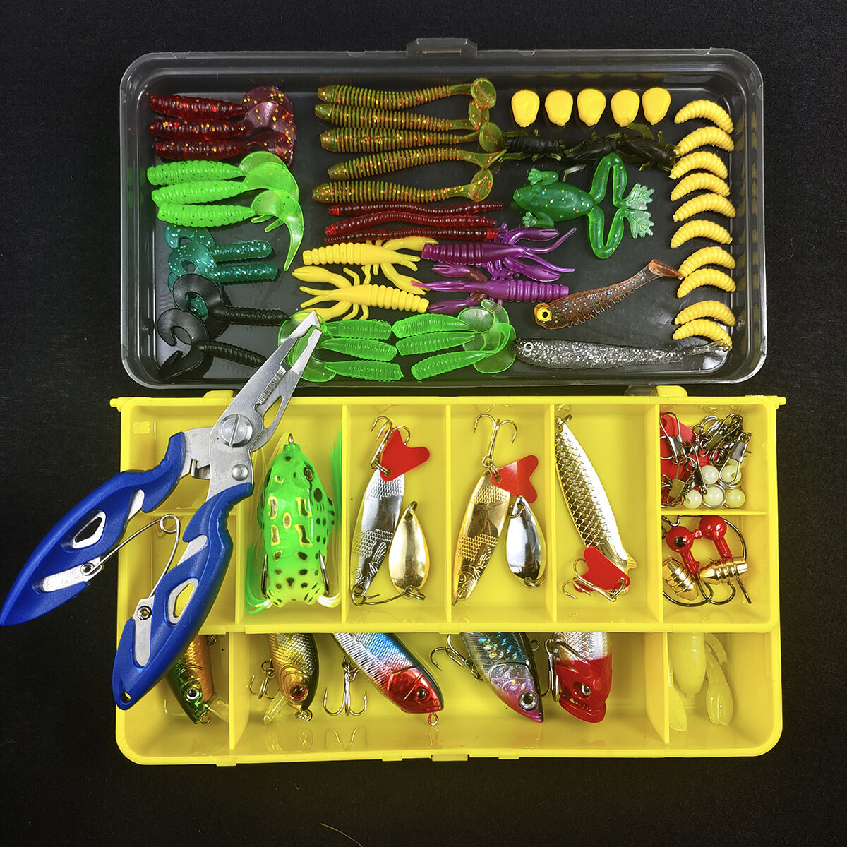 V1106-HEYJ-001-202509151030-00 Lure, fake bait set universal complete set, artificial bait for bream, freshwater minnow, vib, peanut, shiny lure, soft bait, iron plate - Image 1