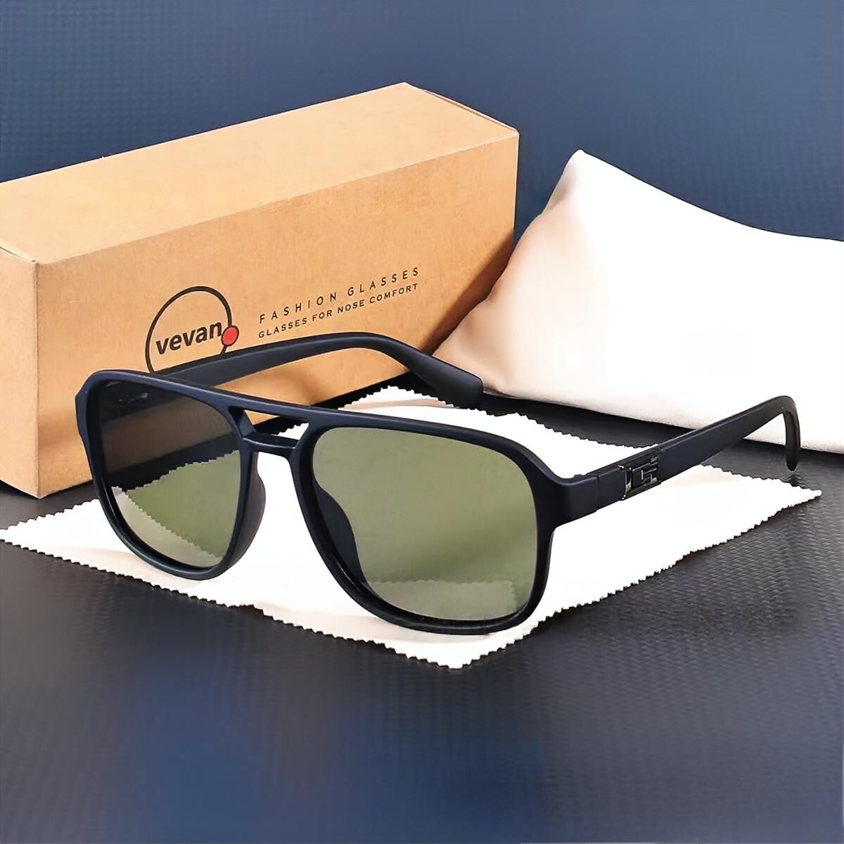 V1107-MJ001-BLACKGREEN-202509171125-00 "Retro trend" classic box sunglasses-modified face, with no pressure, out of the street focus! - Image 1