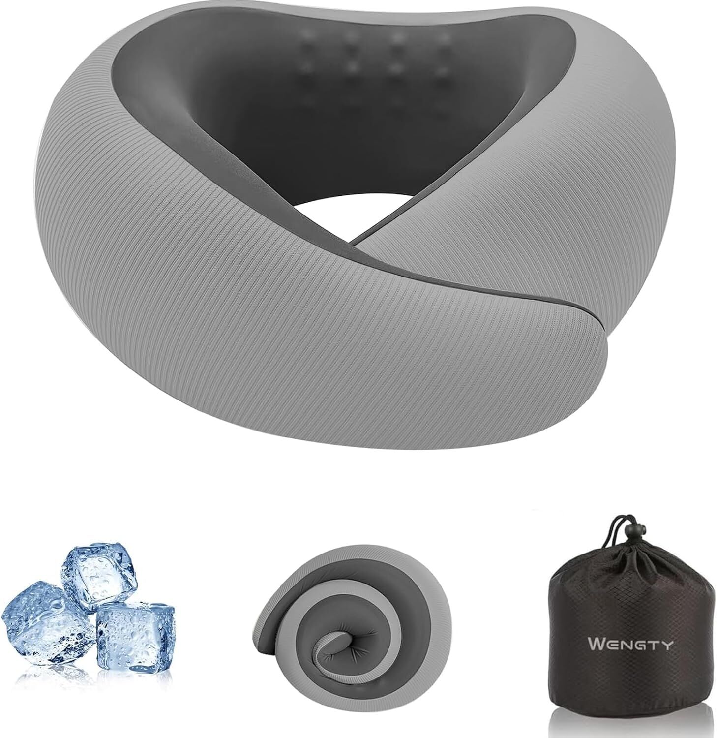 V1107-NECKPILLOW-GREY-202509301702-00 Travel Pillows for Airplanes,Memory Foam Neck Pillow for Traveling,Smooth & Cooling Fabric Plane Pillow for Long Flight,Ideal for Travels,Airplanes,Offices,Cars (Gray, Standard-Broad Fit) - Image 1