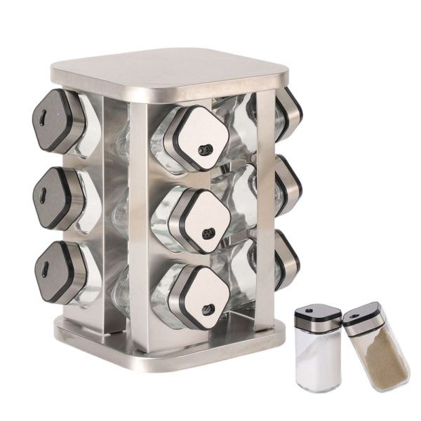 V178-36146-202507301405-00 CARLA HOME Rotating Spice Rack Organizer with 20 Glass Jars for Kitchen Countertop - Image 1