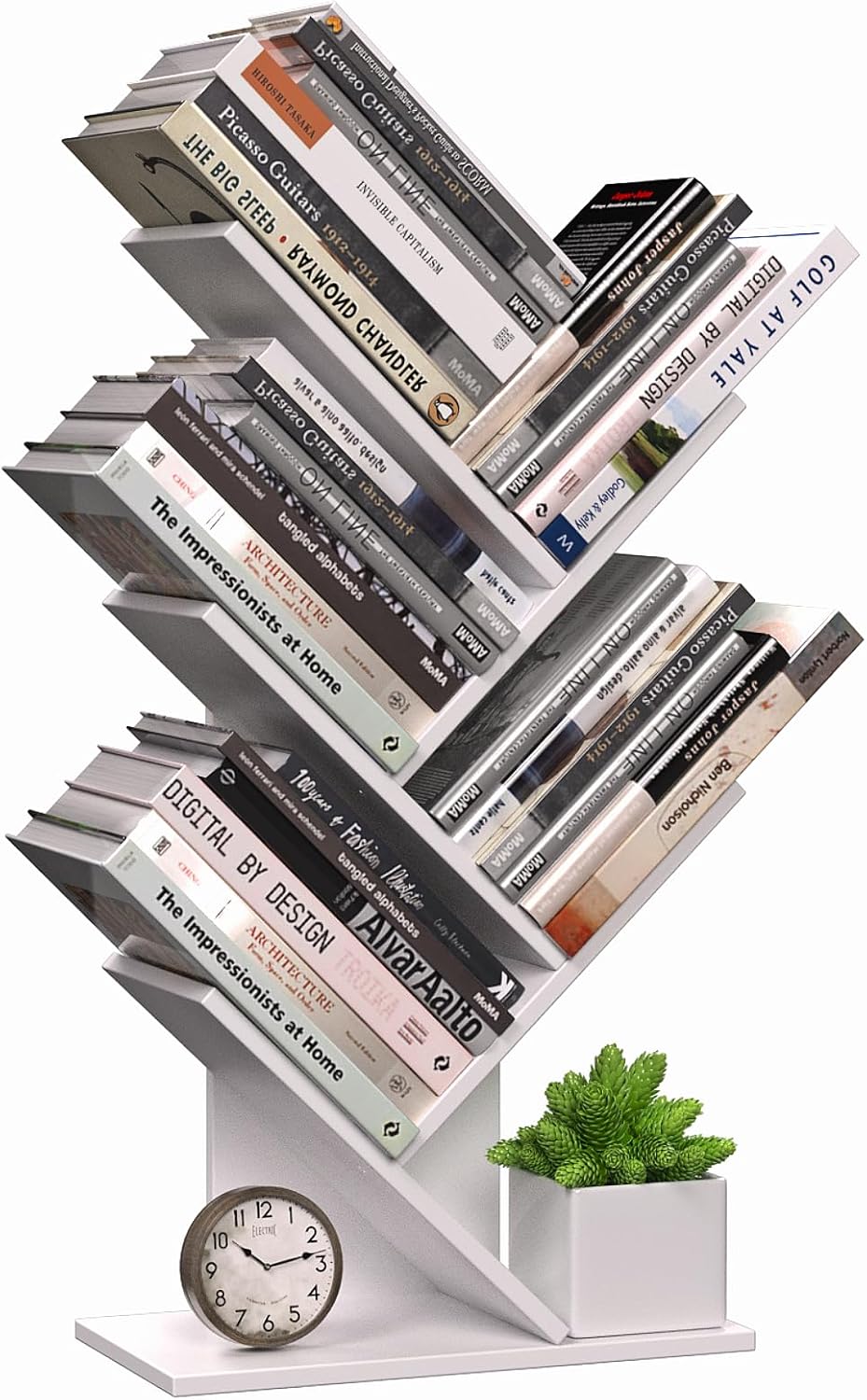 V178-36165-202507301354-00 CARLA HOME 5-Tier Tree Bookshelf Storage Rack for Home Office or Bedroom (White) - Image 1