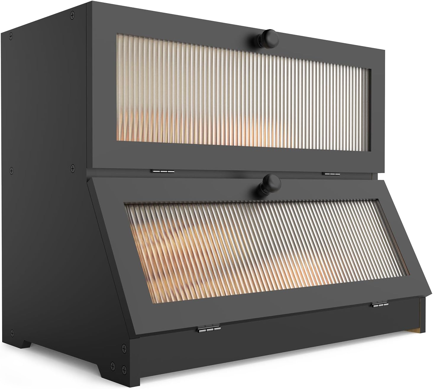 V178-36199-202507301346-00 CARLA HOME Double Layer Bamboo Bread Box for Kitchen Counter - Large Capacity Bread Storage Container with Clear Window, Easy Assembly, Farmhouse Style Bread Holder (Black) - Image 1