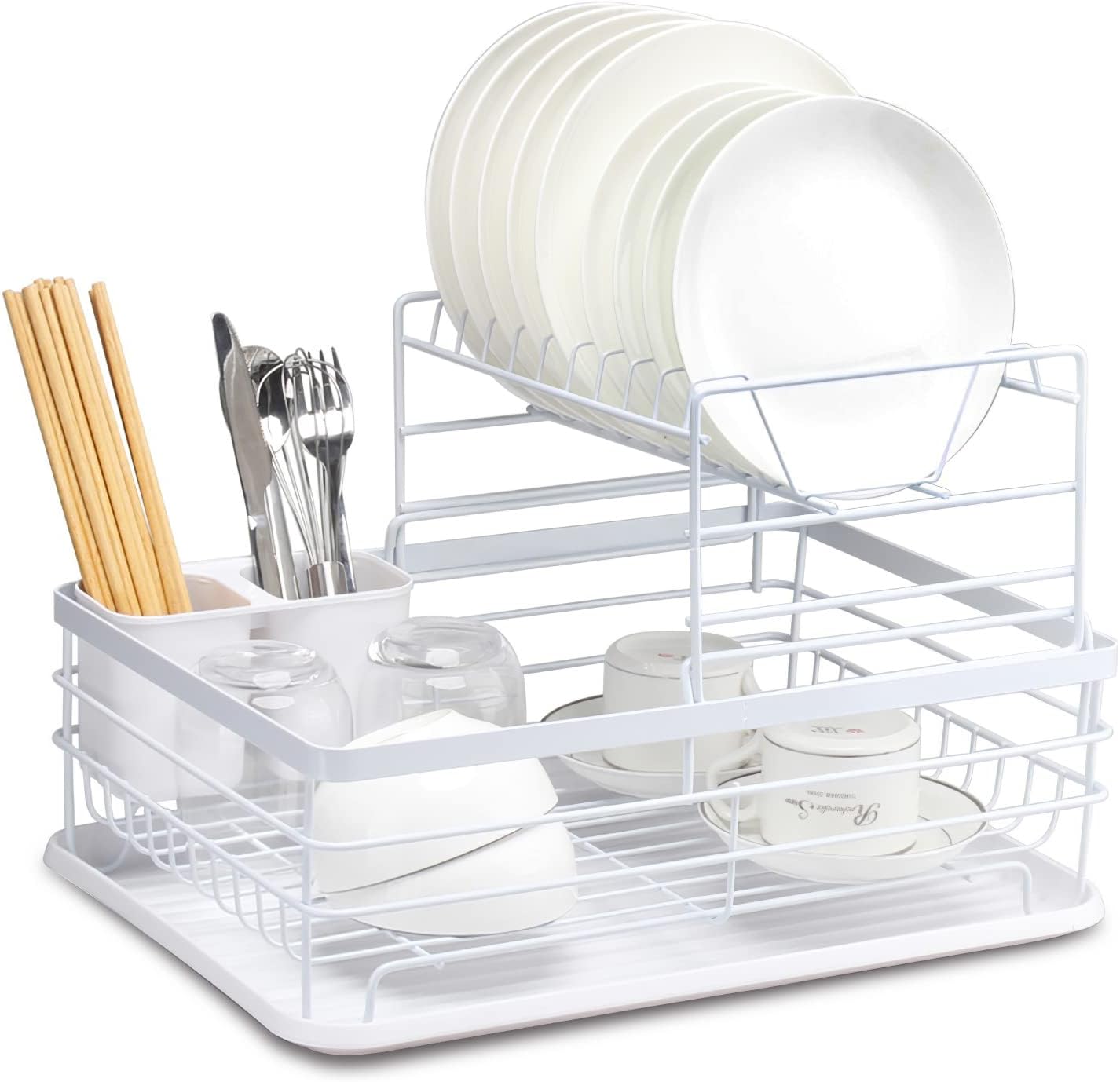 V178-36249-202507301410-00 CARLA HOME 2-Tier Dish Drying Rack for Kitchen Counter with Removable Drip Tray, Utensil Holder and Cutlery Organizer - Image 1