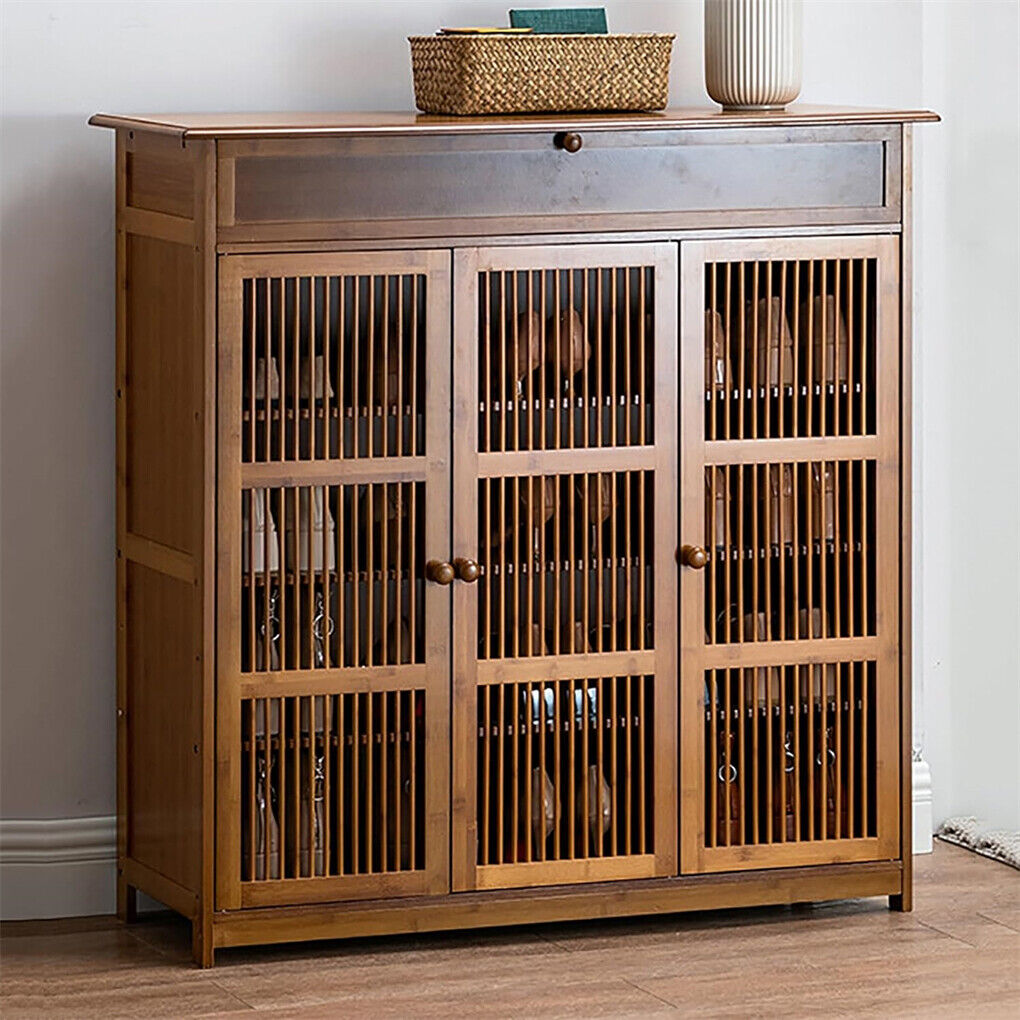 V178-66783-202508051025-00 XXL 4-Tier Bamboo Shoe Rack Cabinet with Doors, Drawers - Image 1