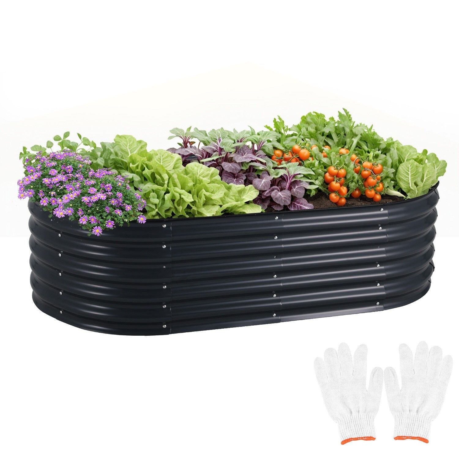 V178-66916-202508050905-00 Oval Raised Garden Bed Galvanised Steel 240x80x42cm Planter - Image 1