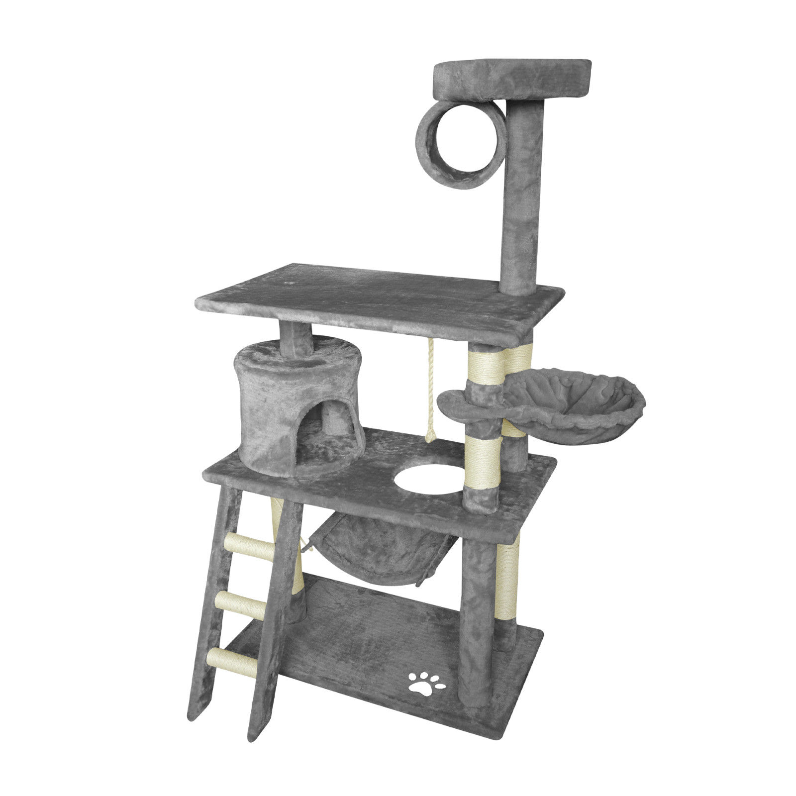 V178-66921-202508050910-00 Grey Cat Tree Tower Condo Scratching Post Bed Stand 1.4M - Image 1