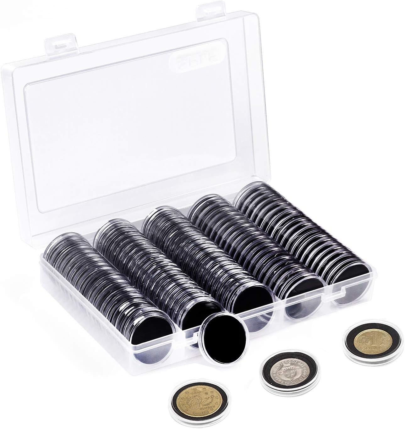 V178-66953-202508050925-00 100pcs 46mm Clear Plastic Coin Holder Capsules Storage Box - Image 1