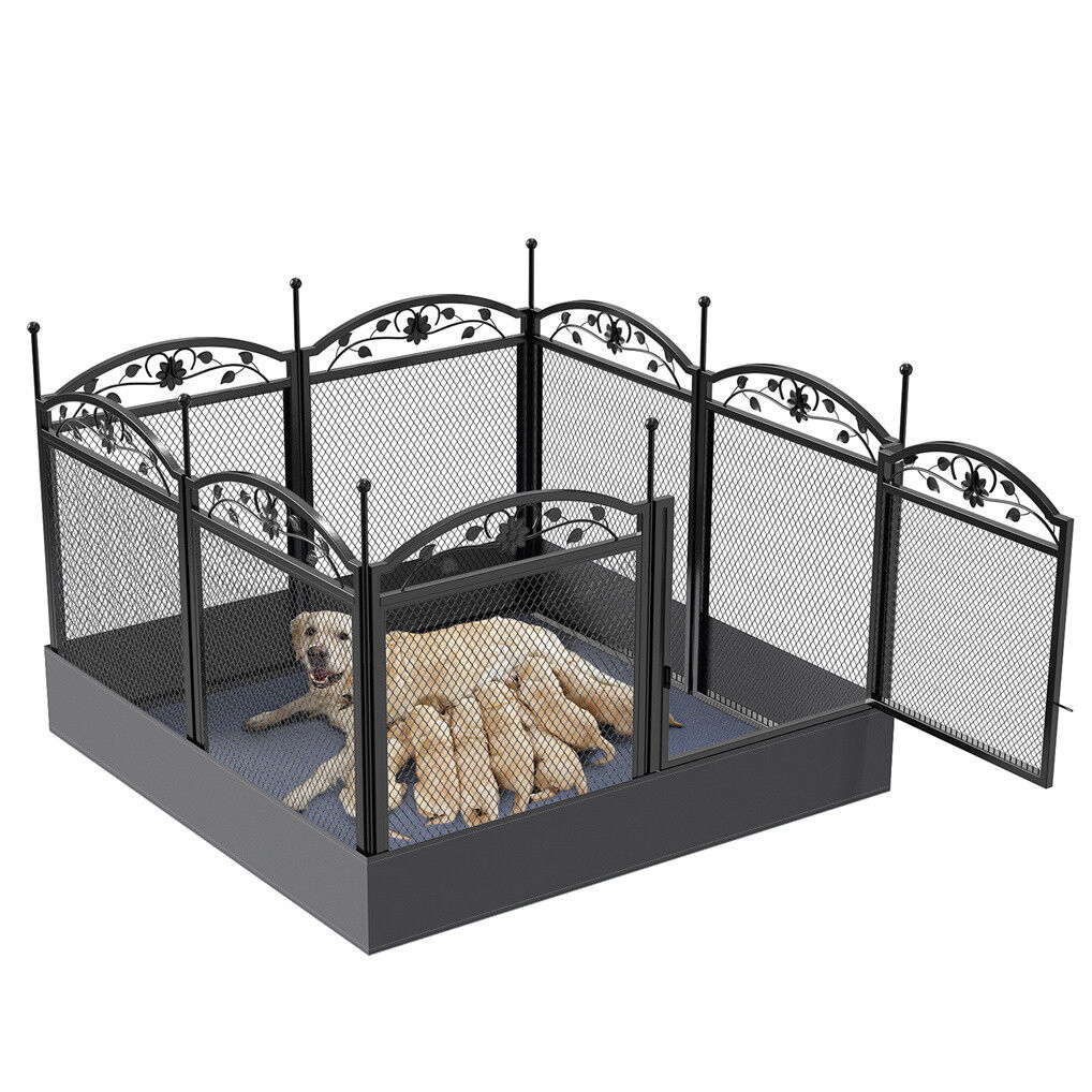 V178-66970-202508050935-00 XL Metal Dog Playpen Indoor Fence with Waterproof Pad - Image 1