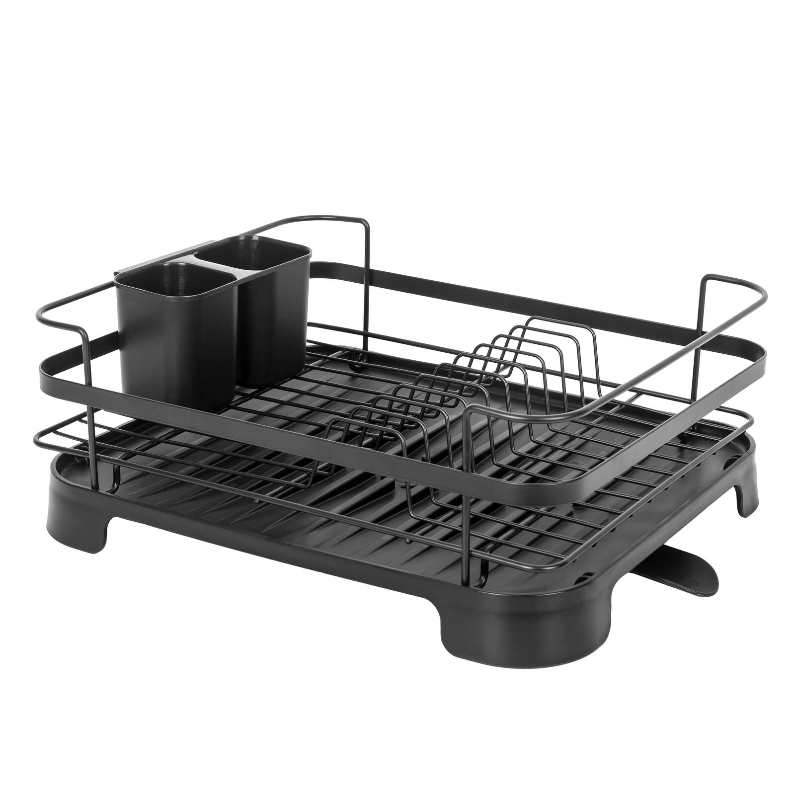 V196-DR106-202509091022-00 Steel Frame Dish Drying Rack Durable Steel Frame, Removable Utensil Holder, Compact Size for Small Kitchens & Apartments - Image 1