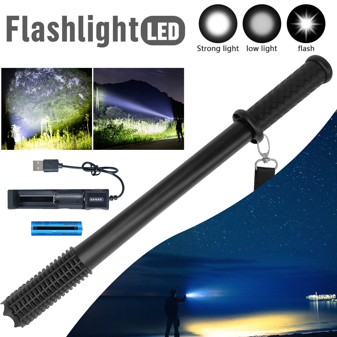 V201-W13332896-202507071028-00 90000LM Baseball Bat LED Flashlights Waterproof Powerful Aluminium for Emergency - Image 1