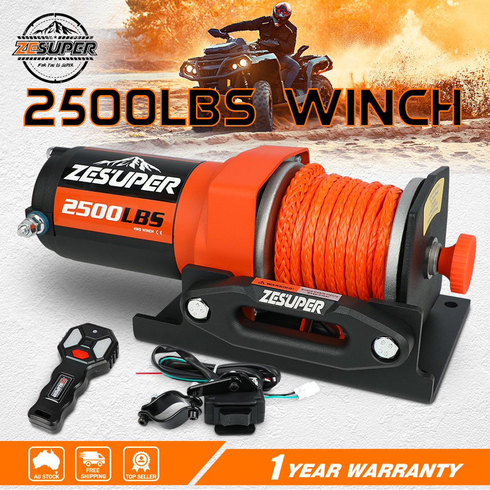 V211-AUEB-ZEEW005-202508041417-00 ZESUPER 12V Electric Winch 2500lbs Synthetic Rope Wireless Remote ATV UTV BOAT - Image 1