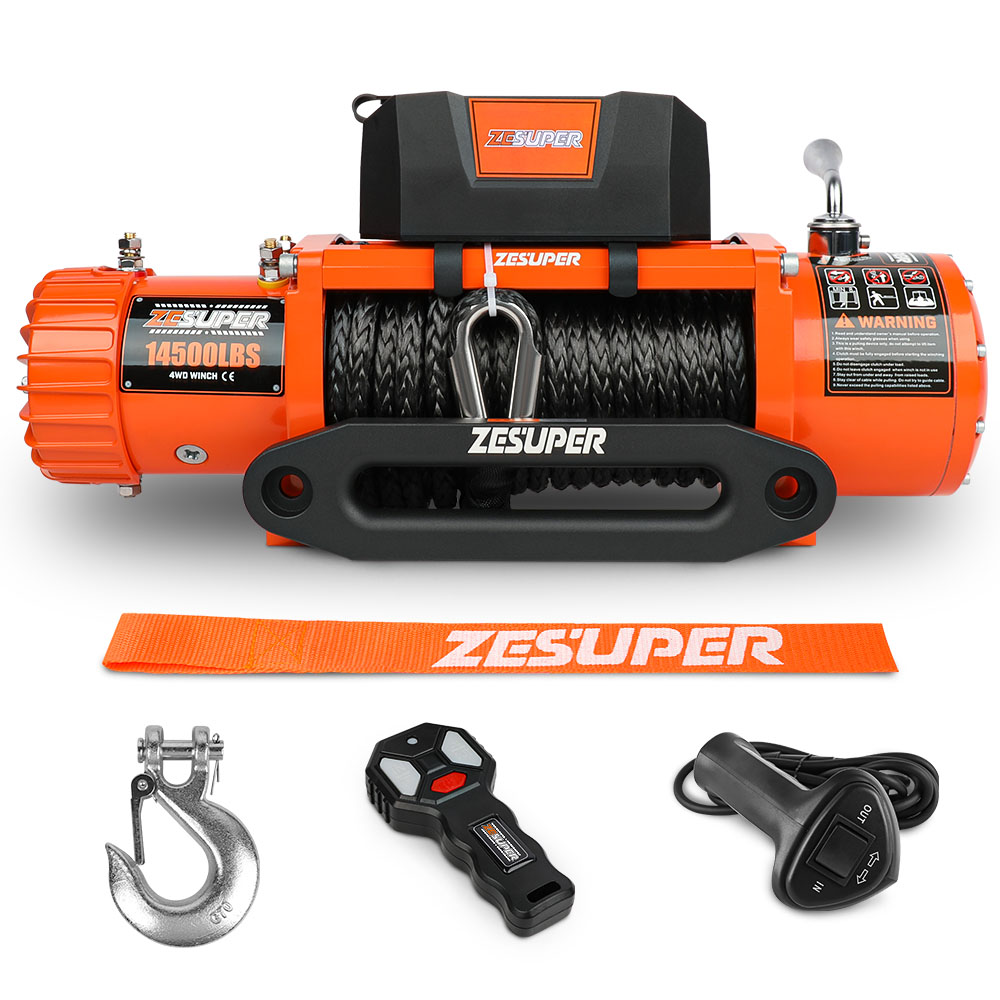 V211-AUEB-ZEEW007-202508041417-00 ZESUPER 12V Electric Winch 14500lbs Synthetic Rope Wireless Remote ATV UTV 4WD - Image 1